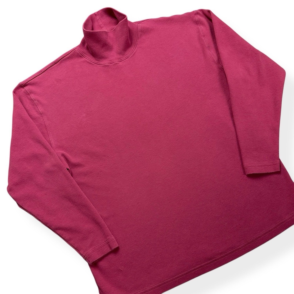 Vintage Eddie Bauer Men's Mock Turtleneck Pullover Shirt Size‎ L Pink Red Cotton - Picture 2 of 12